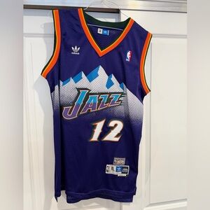 Adidas Purple and White Jazz Basketball Jersey